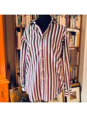 Etro Men's Purple Black White Striped Shirt